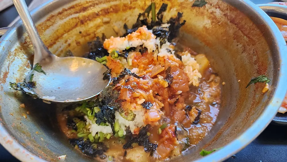 Fried rice made with the leftover broth