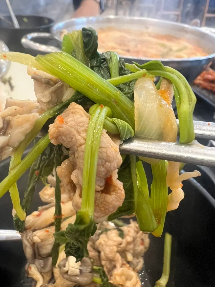 Pot of shabu-shabu filled generously