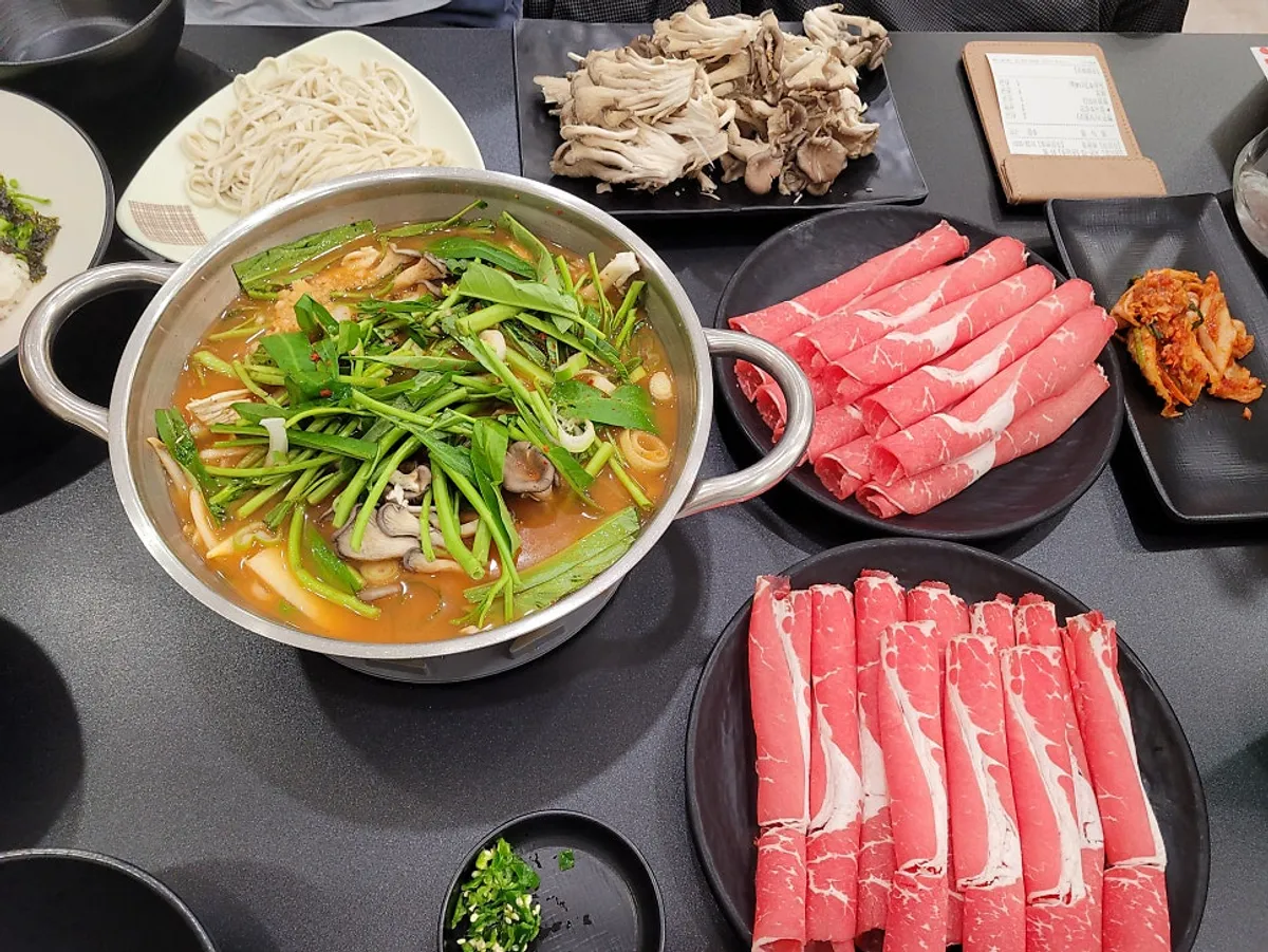 Plate of house-made kalguksu noodles