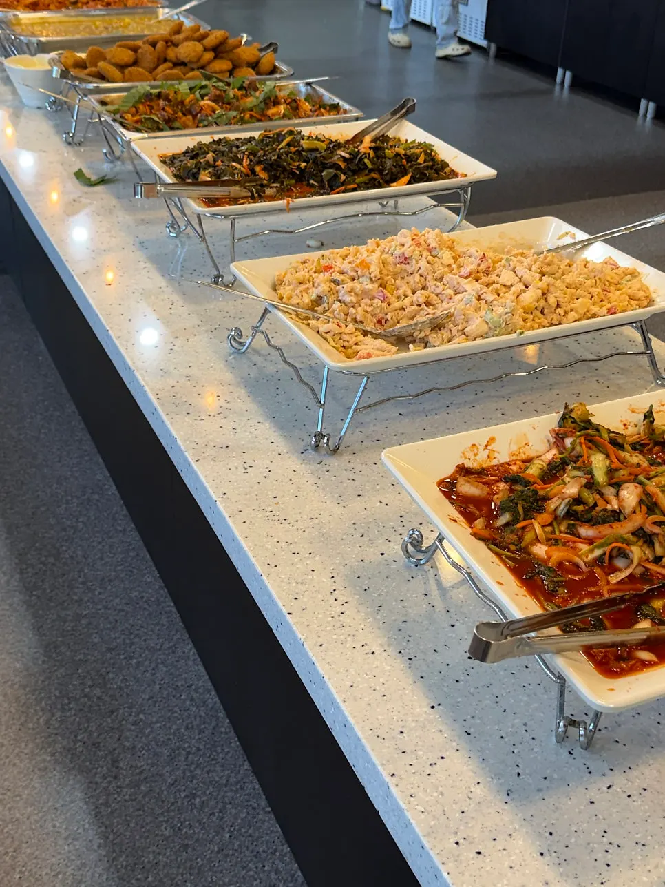 Variety of Korean buffet dishes