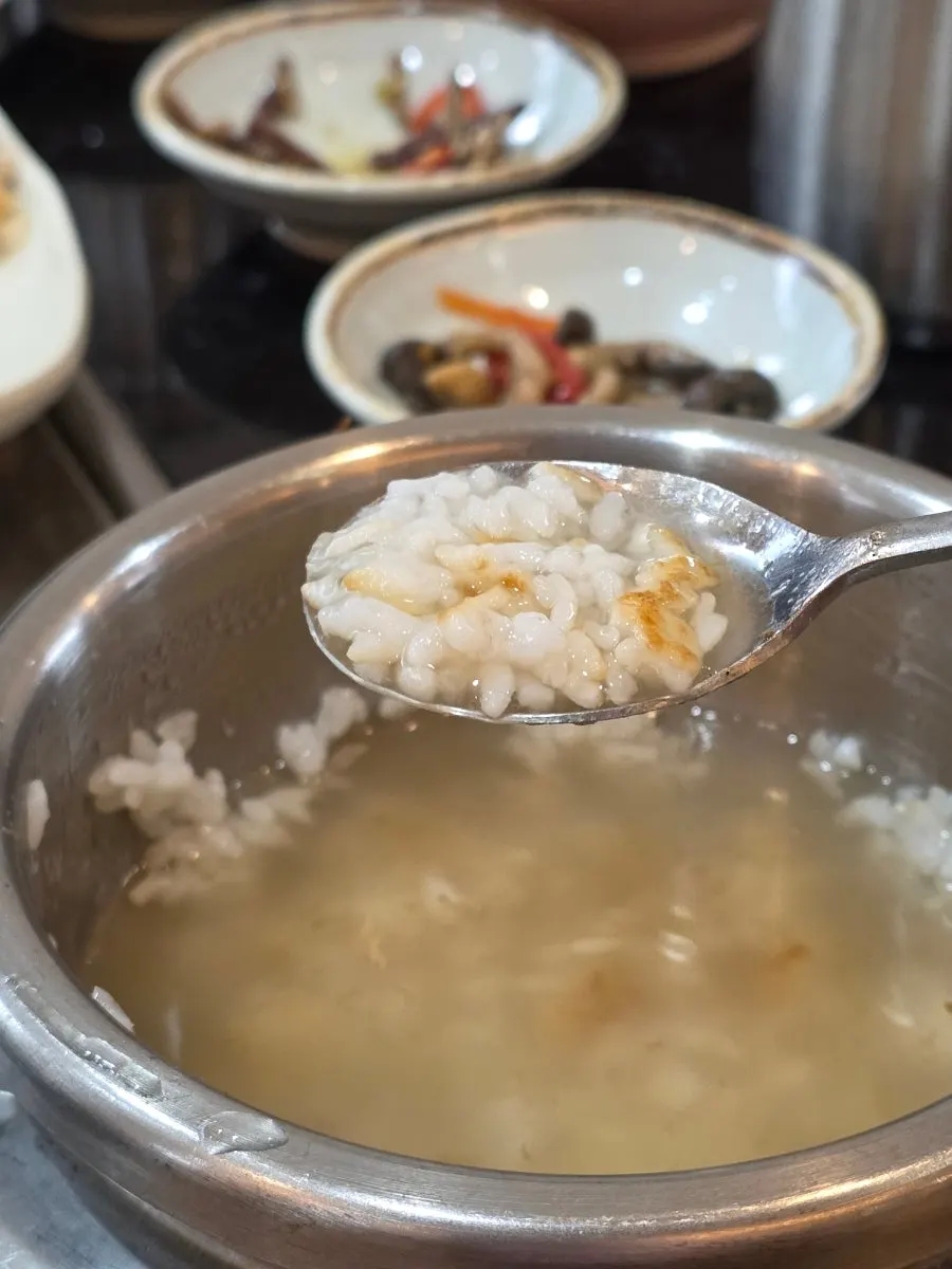 The banchan spread at Sotbap Hansang