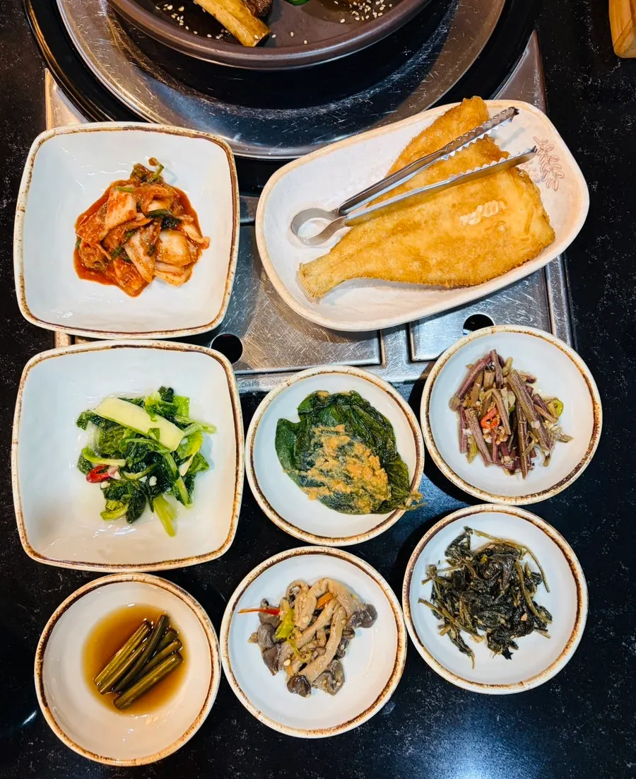 Plates of namul and kimchi