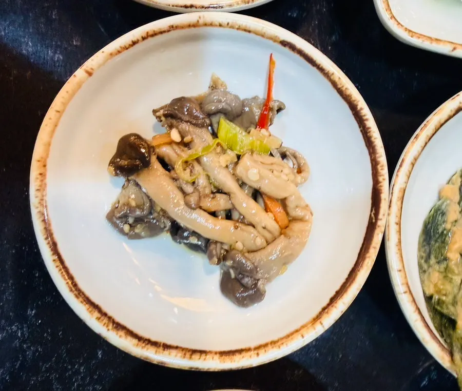 Full view of the Korean set meal spread at Sotbap Hansang