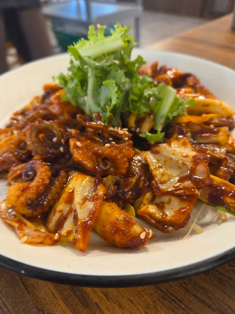 Barley rice and stir-fried webfoot octopus set