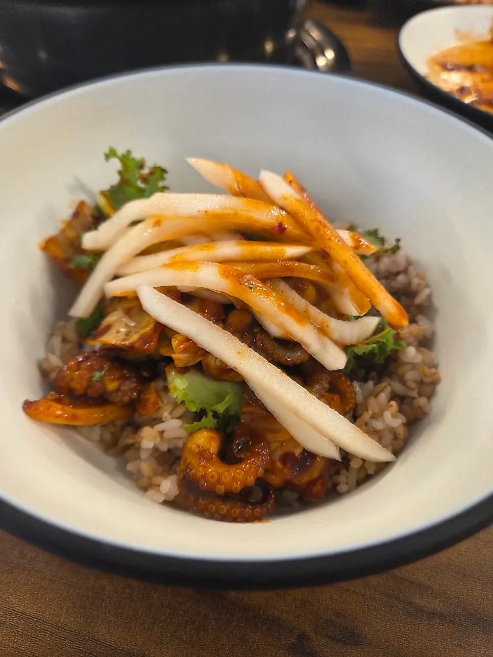 Generous serving of stir-fried webfoot octopus