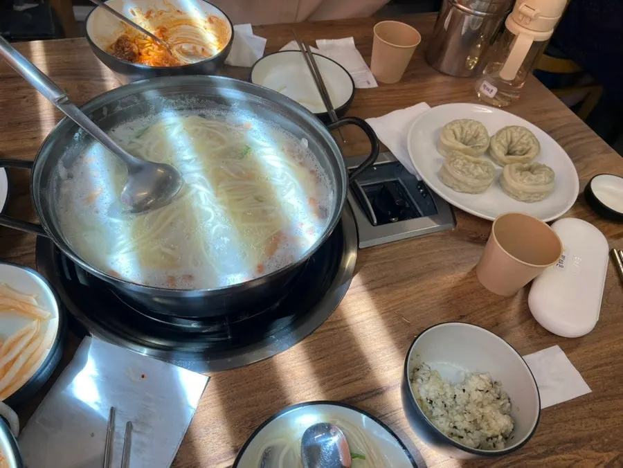 Plate of dumplings eaten with the baby
