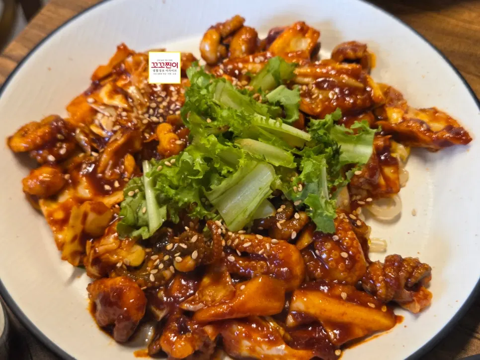 Spicy grilled octopus mixed with barley rice