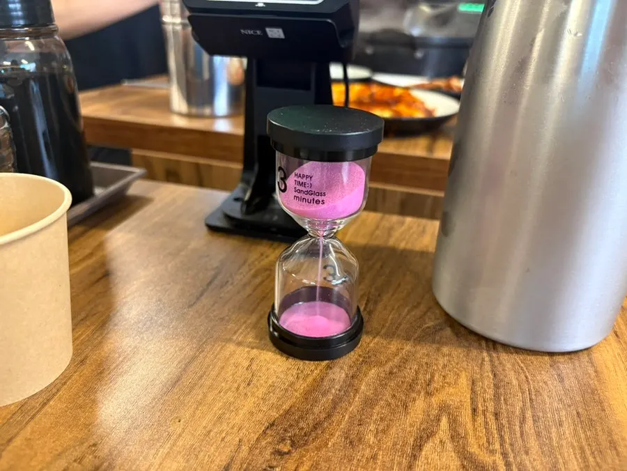 Hourglass for timing the boil