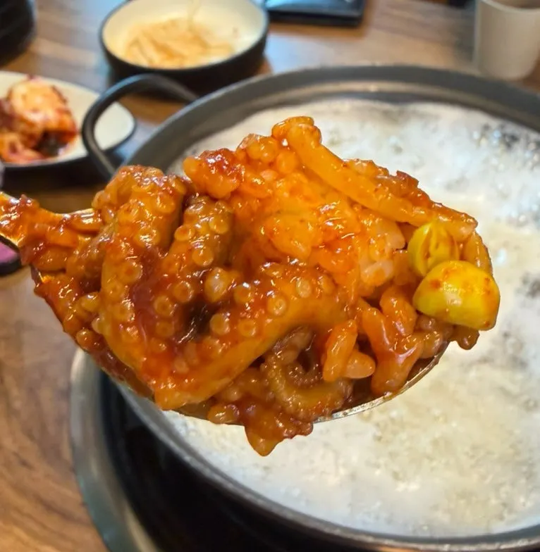 양념 묻은 쭈꾸미볶음 근접 사진