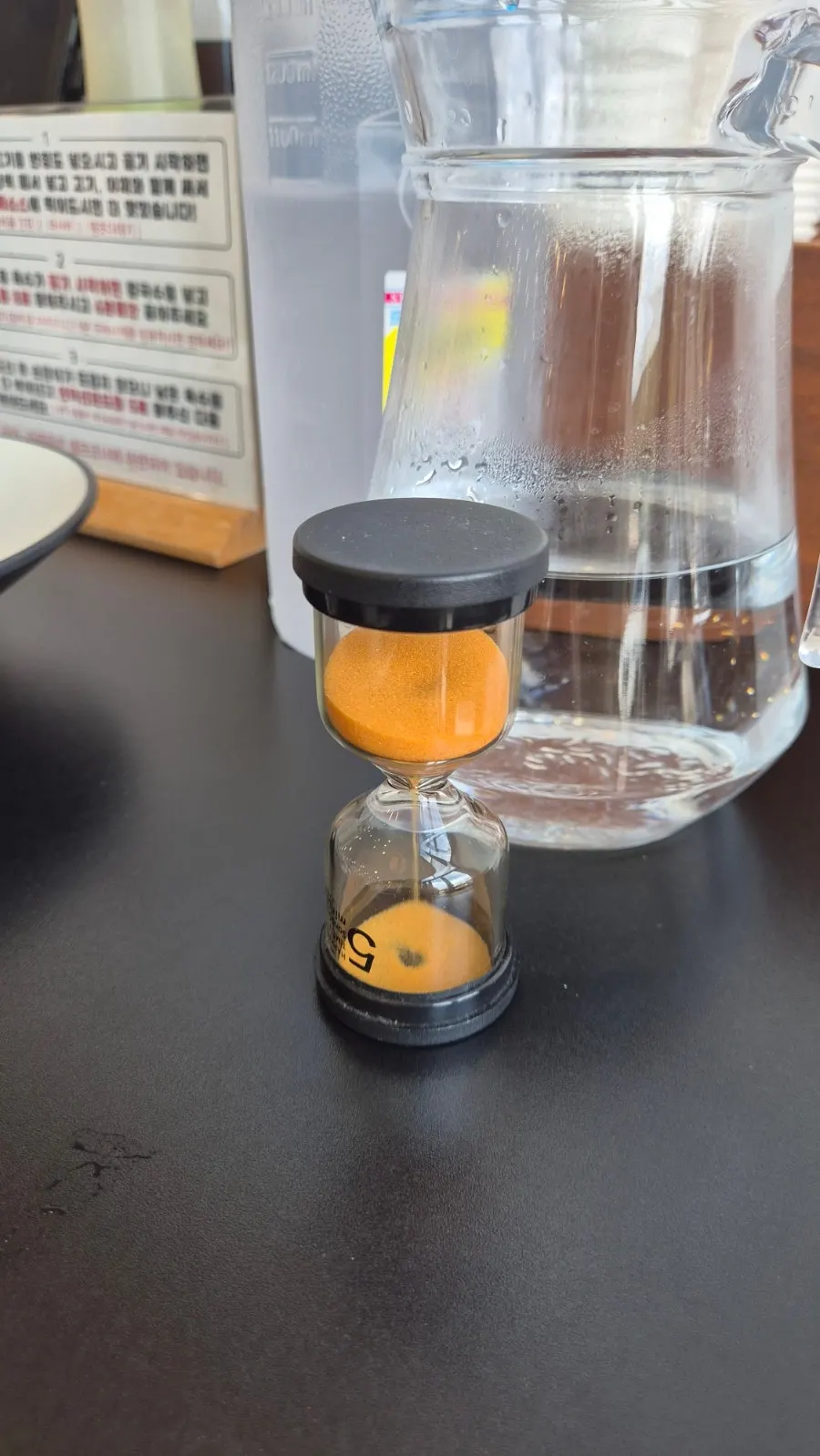 Hourglass guide on the table