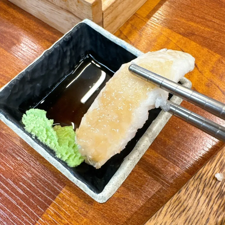 Complimentary grilled fish with tender flesh
