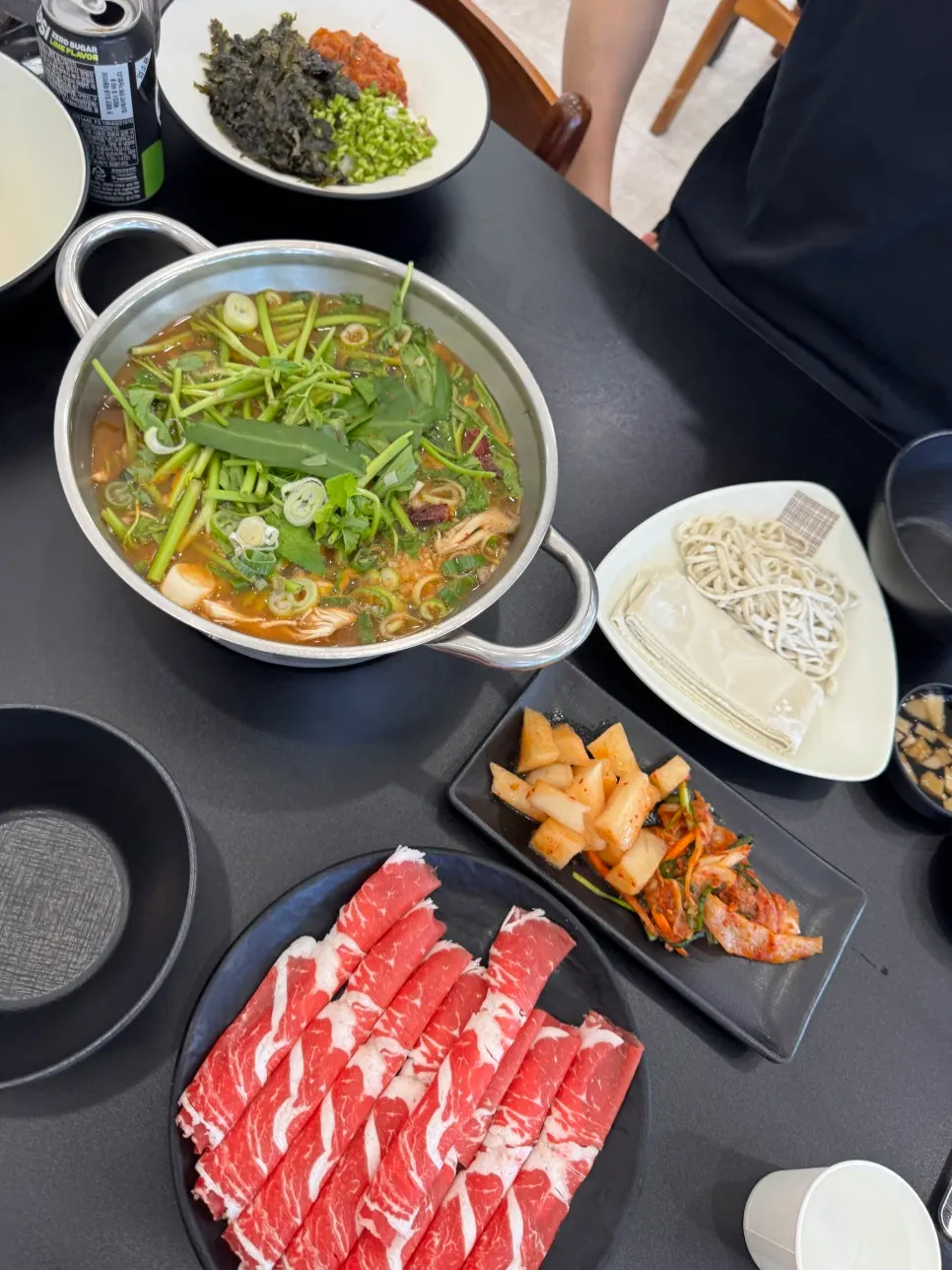 Shabu-kalguksu table set for two