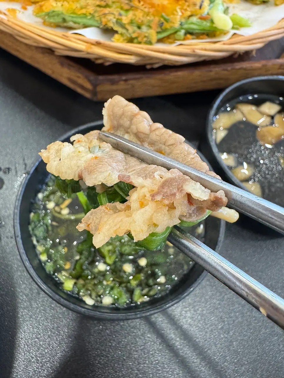 Soy sauce mixed with chili and wasabi soy sauce