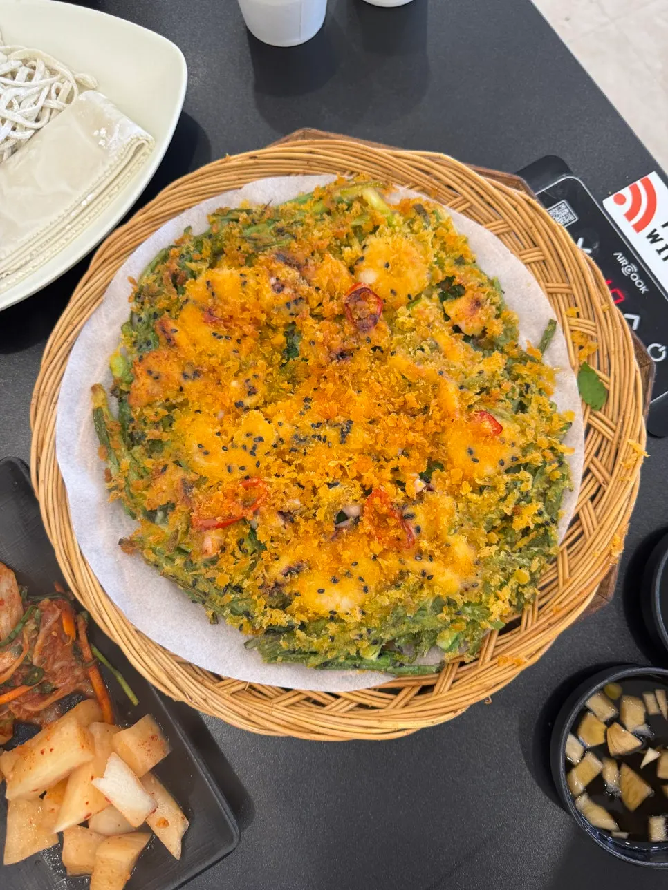 Whole plate of the signature crispy seafood pajeon