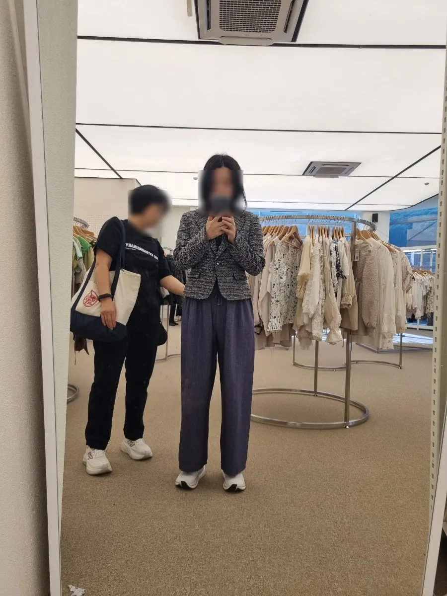 Trying on clothes on the second floor