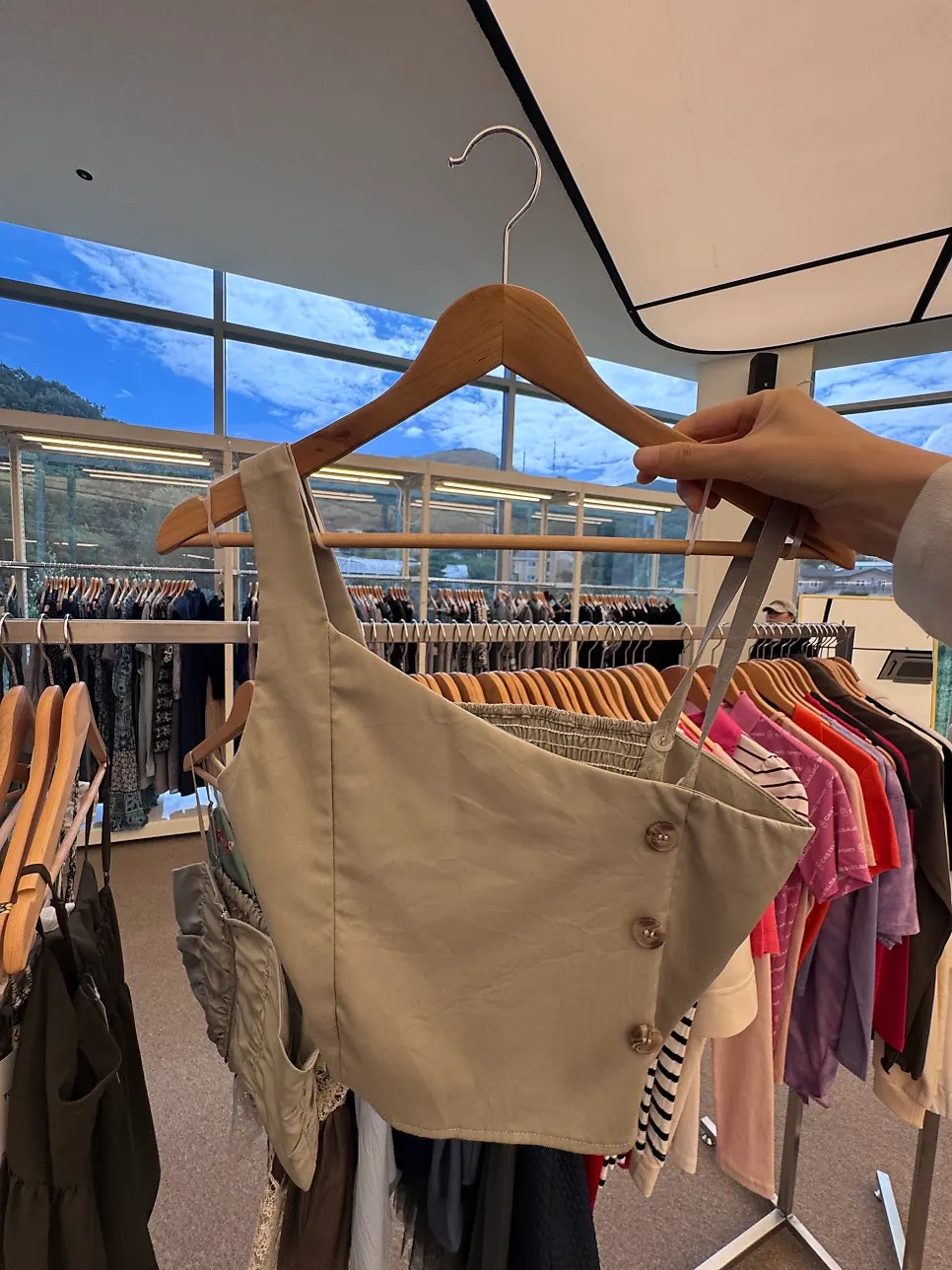 Women’s vintage clothing near the fitting rooms