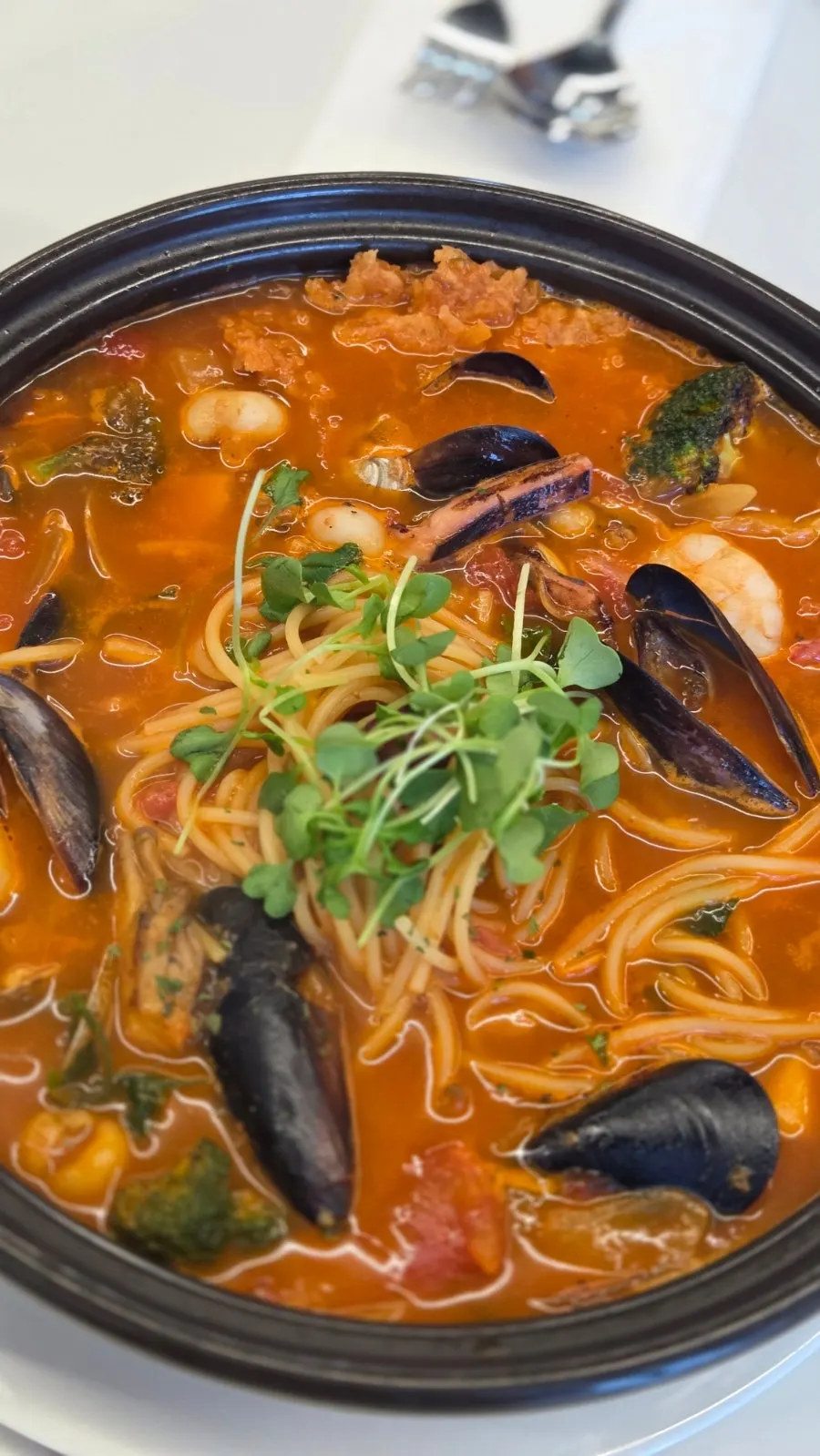 土鍋解酲パスタ ペシェのクローズアップ
