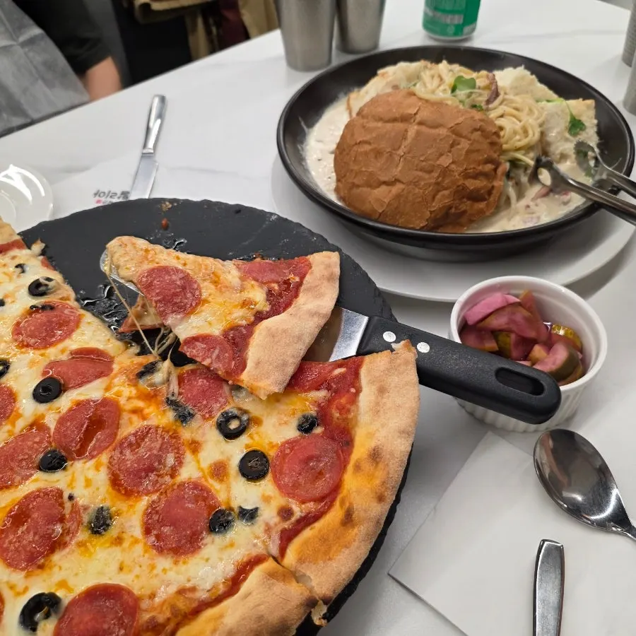 Table full with both dishes on it