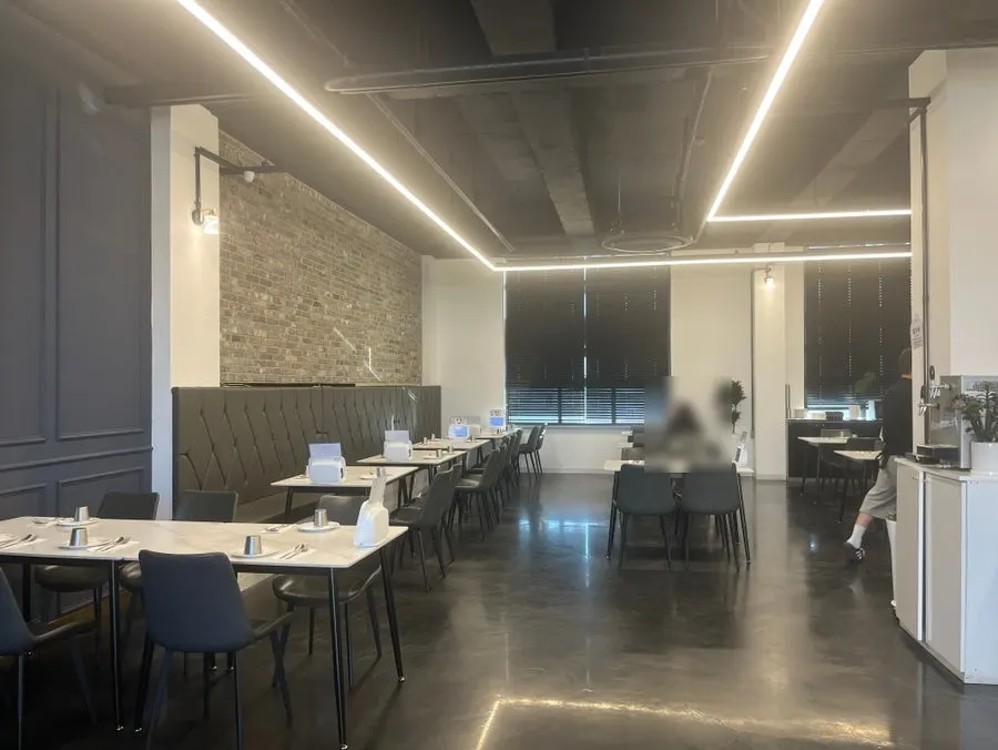 Spacious, clean interior seating area