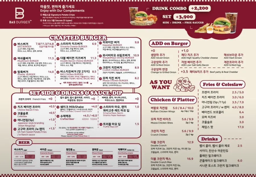 Menu at Samgakji Temporary Public Parking Lot