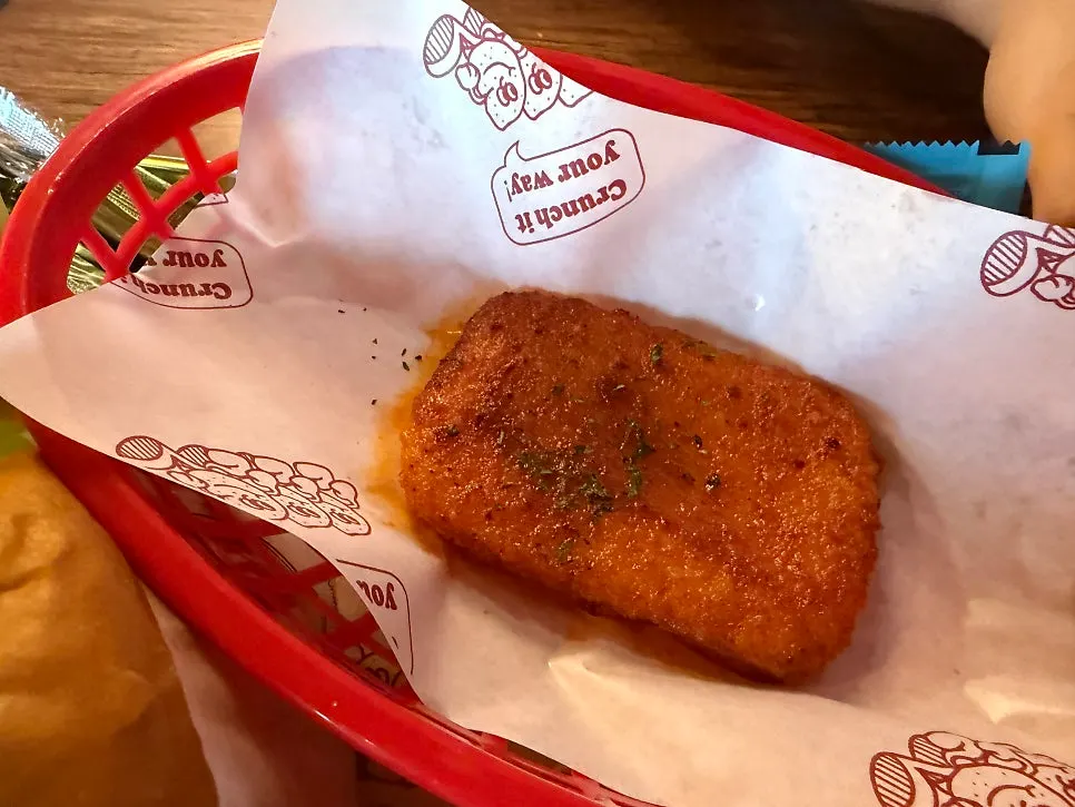 Stretchy cheese bar with sweet potato fries