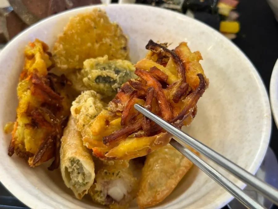 Vegetable, squid, and dumpling fritters