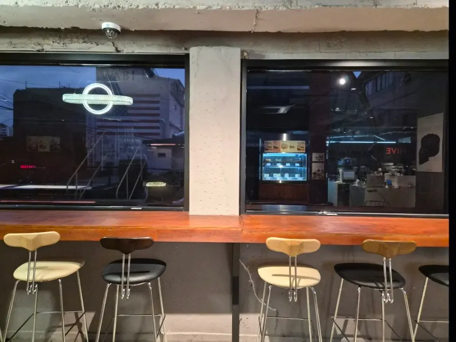 Interior of the large café with different floors