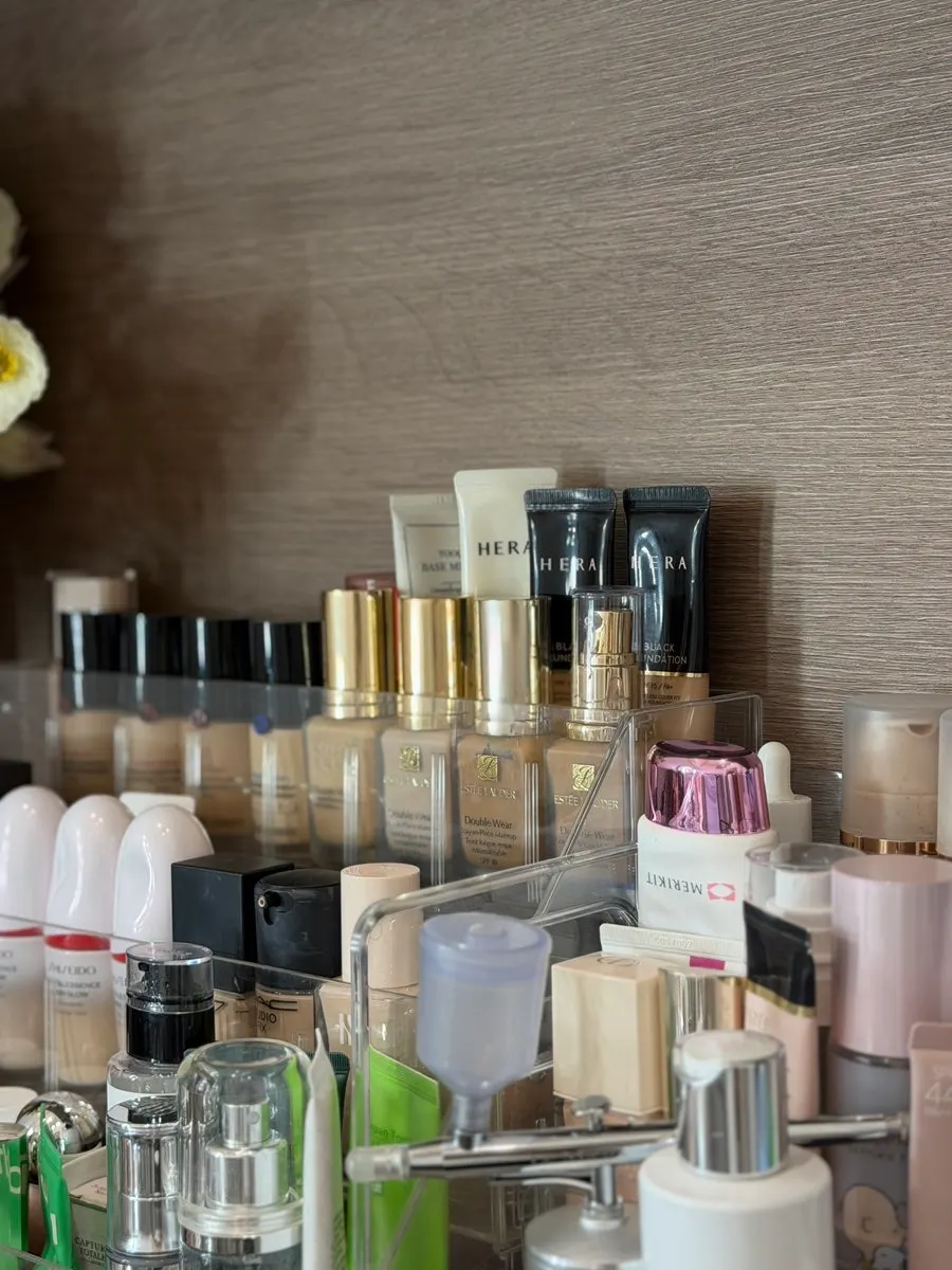 Variety of makeup products