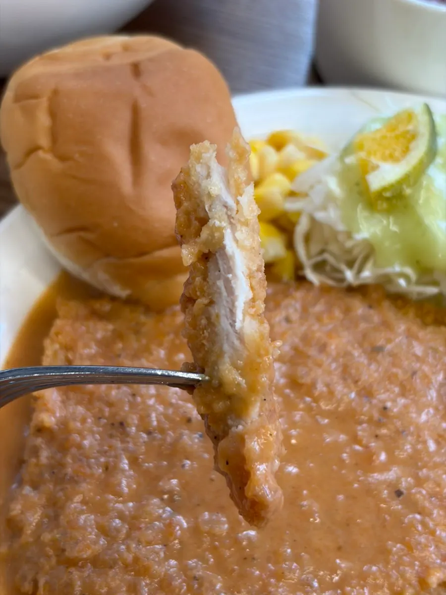 Close-up of the old-style gyeongyangsik pork cutlet