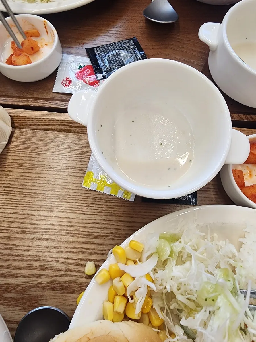 Soup served with handmade pork cutlet