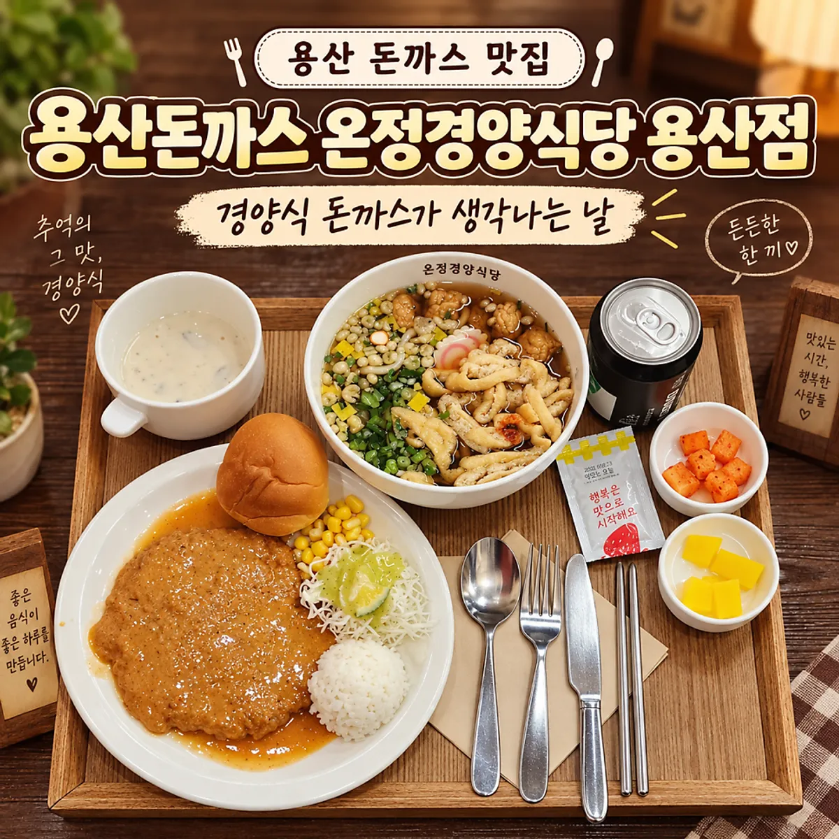 경양식 돈까스와 우동 세트 한 상
