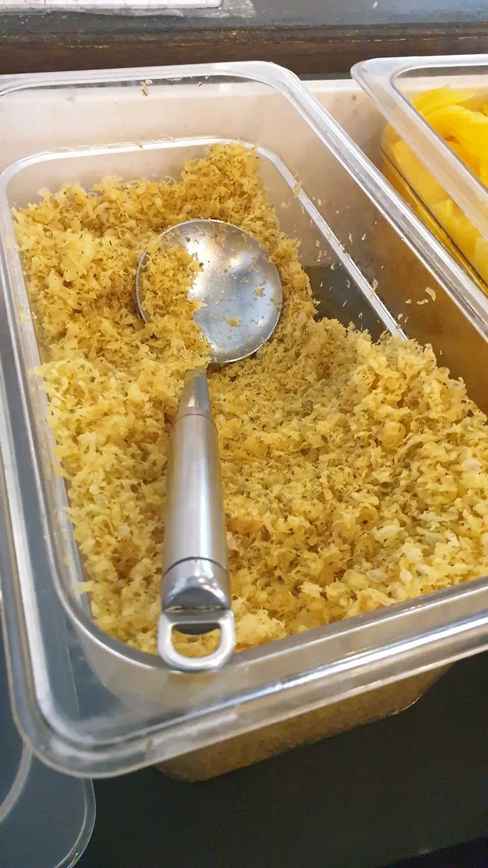 Salt and seasoning containers at the self-serve bar