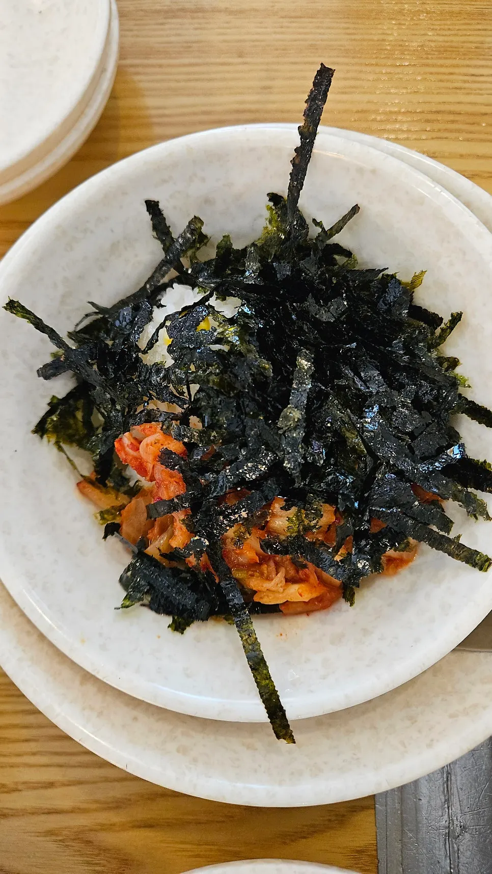 Kimchi and seaweed-flake fried rice