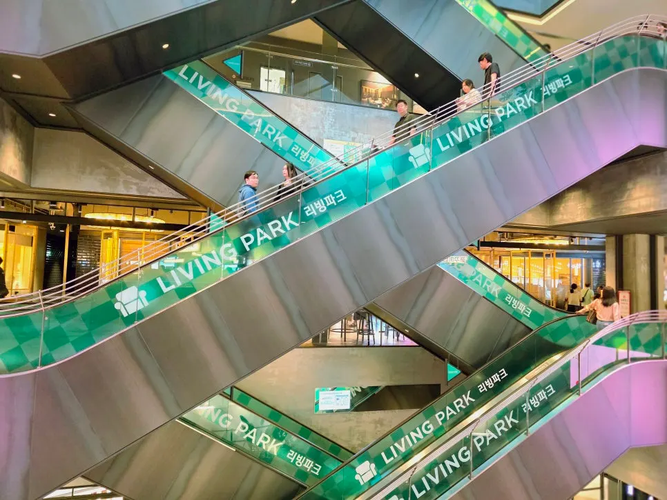Escalator going down inside I'Park Mall