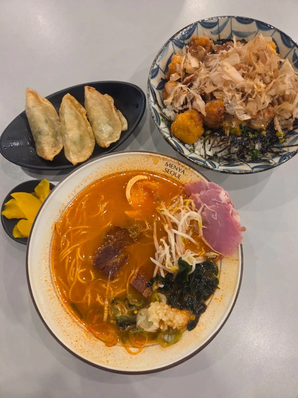 Ramen set with crisp gyoza