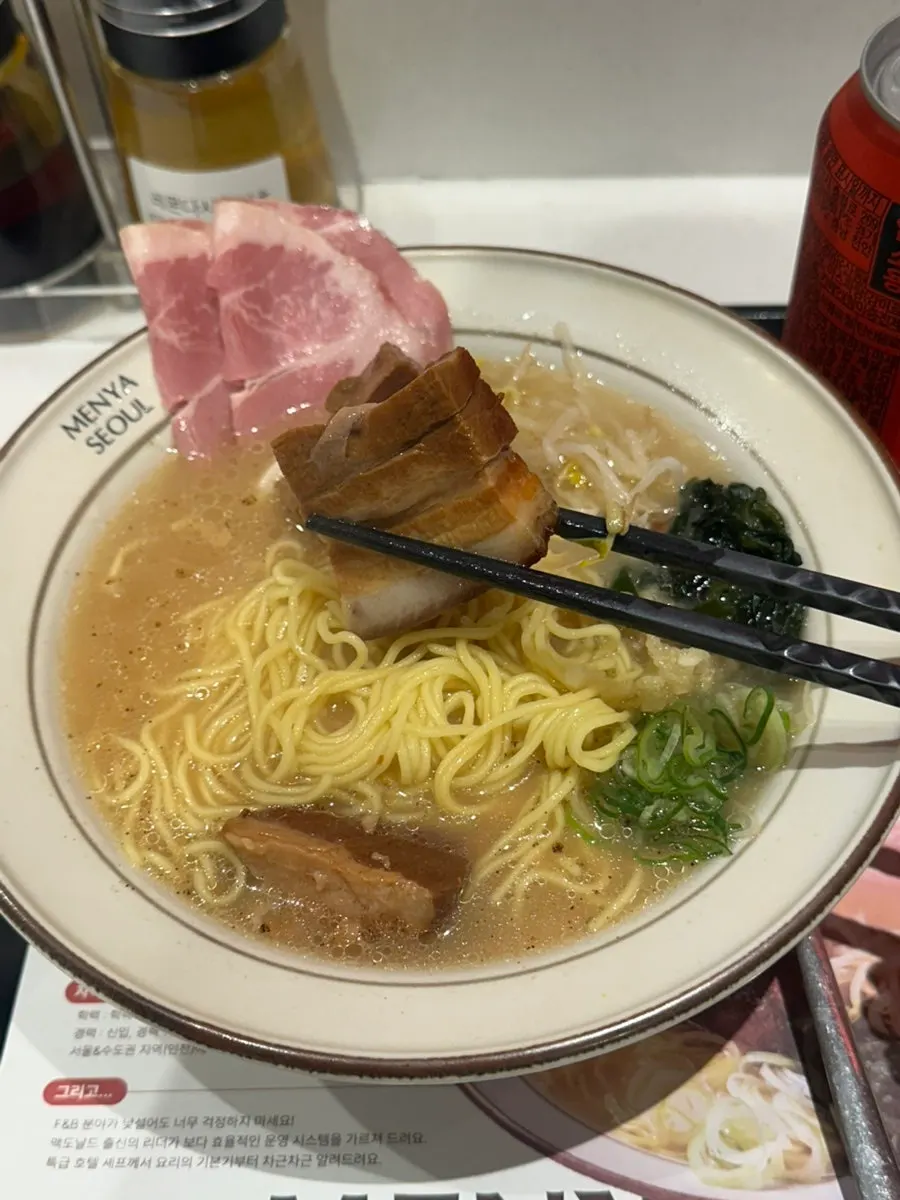 Menya Seoul ramen topped with a variety of ingredients