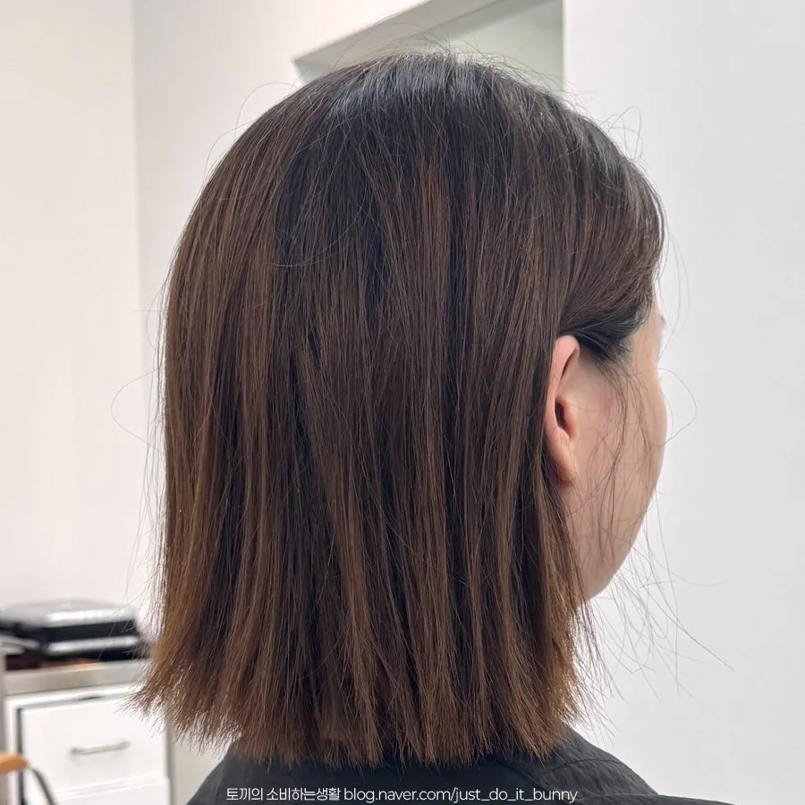Before-and-after comparison of tonedown hair color