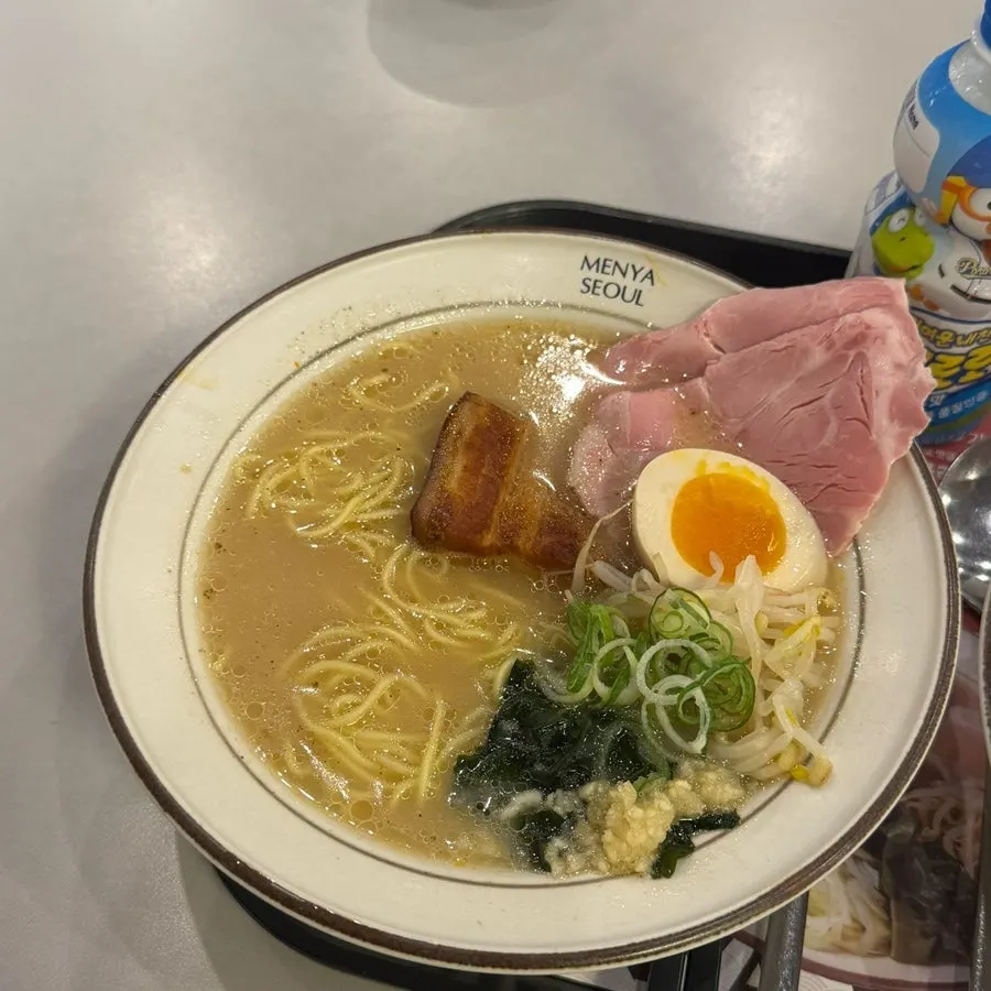 Ramen and a Pororo Milk Drink order