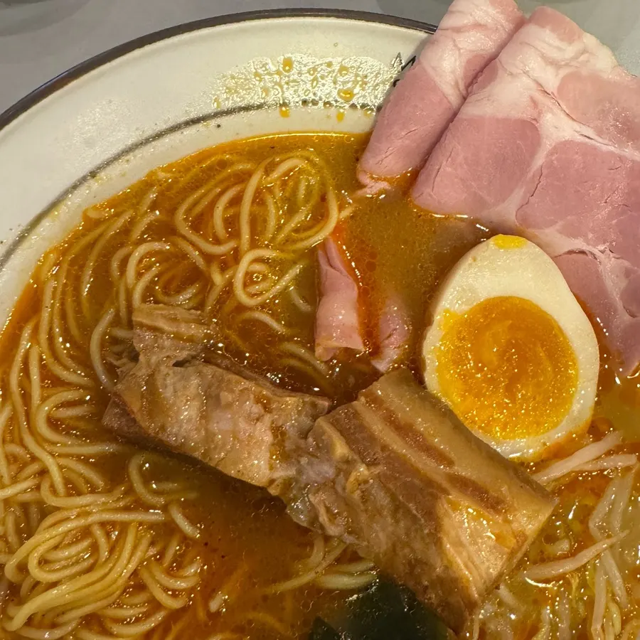Mala dongpo pork ramen paired with dongpo pork
