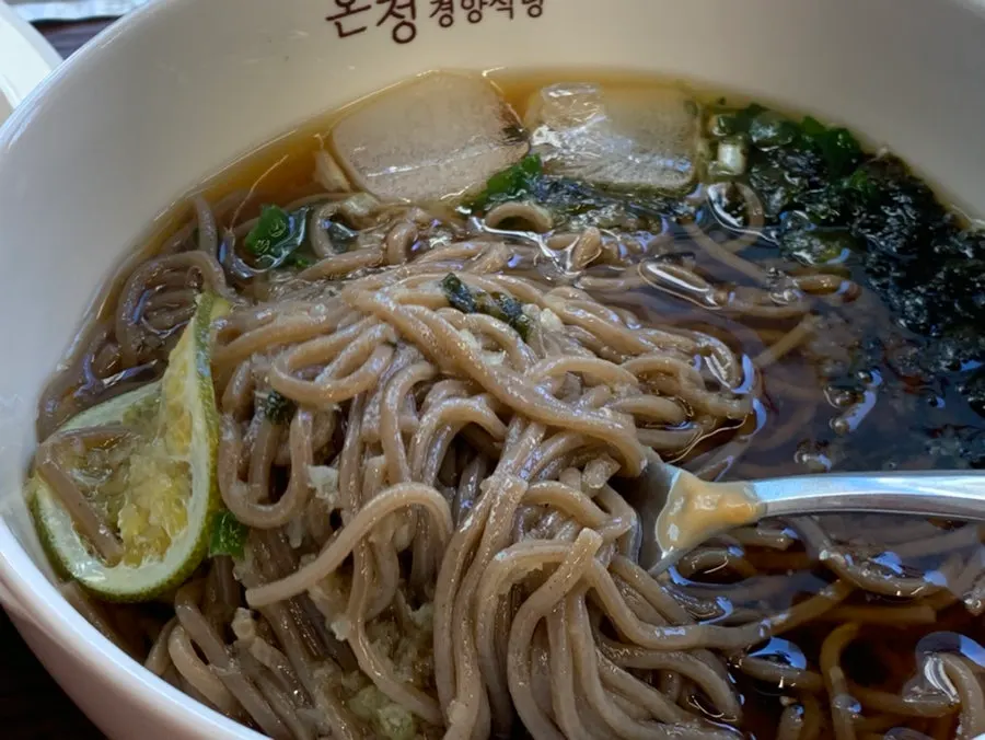 통통한 소바 면발 클로즈업