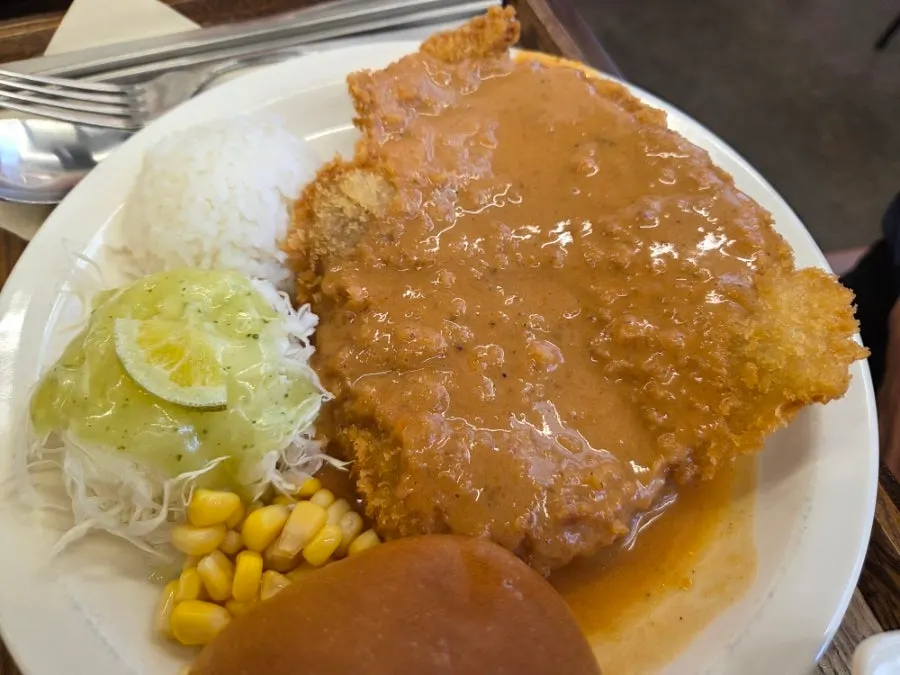 A thick piece of classic pork cutlet