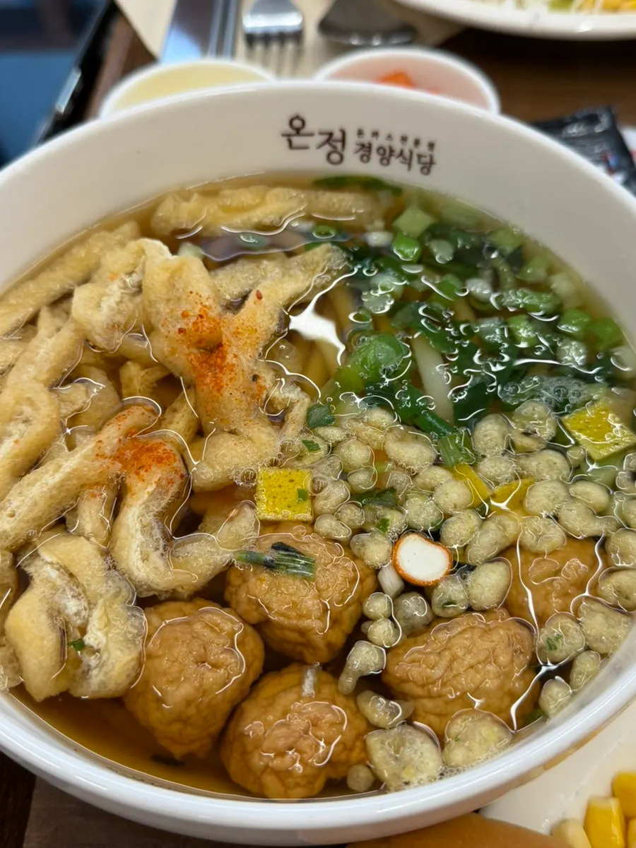 Warm udon with fried tofu and fish cake