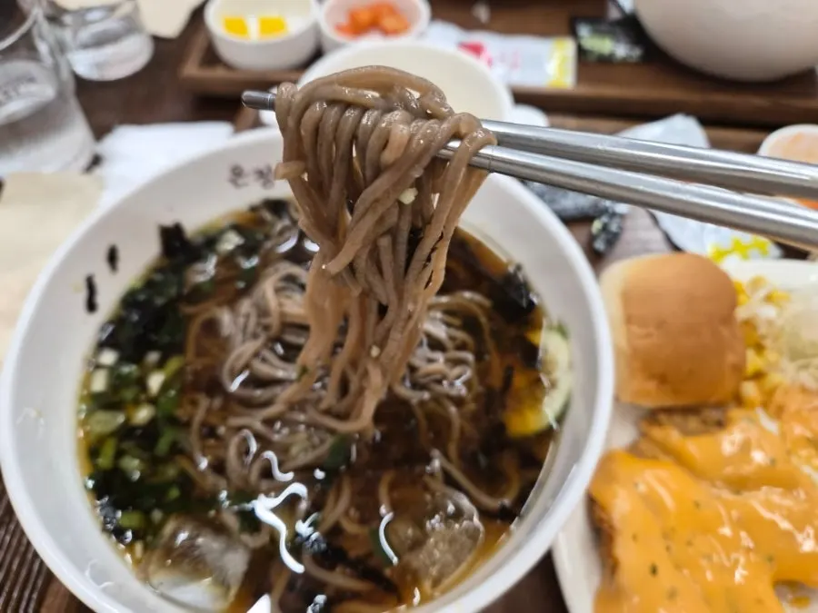 Cold bonito broth soba with a thin layer of ice
