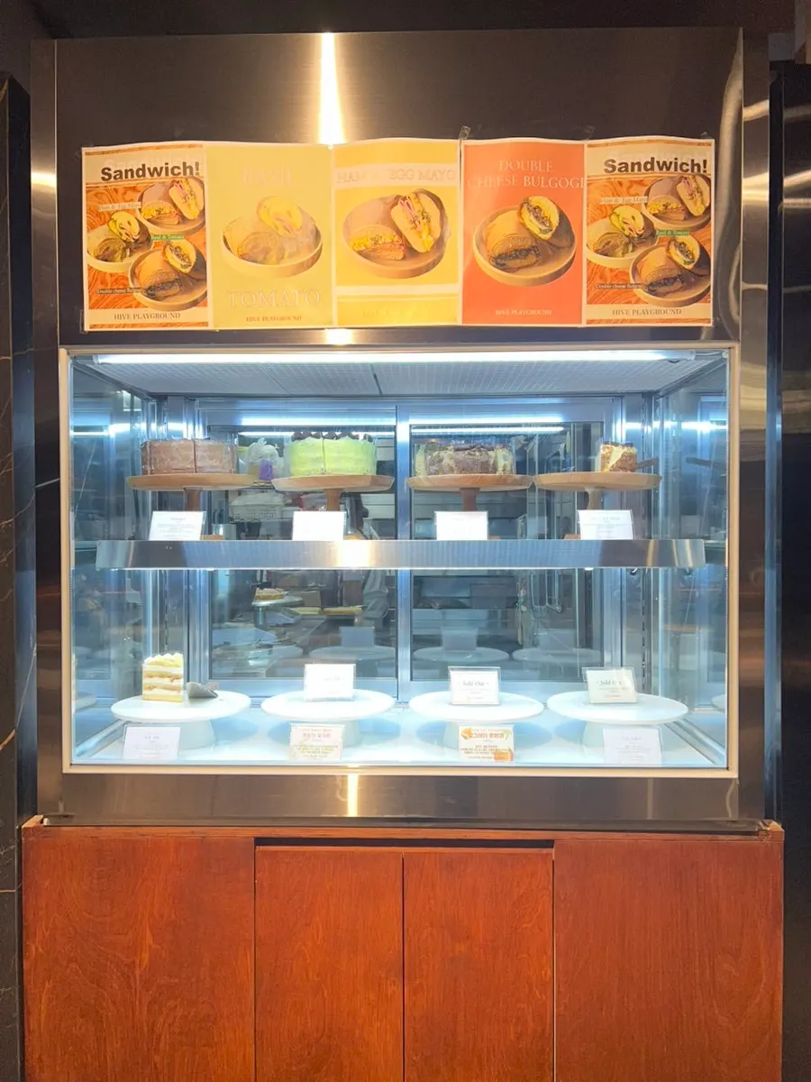 Spacious seating area in the second-floor café