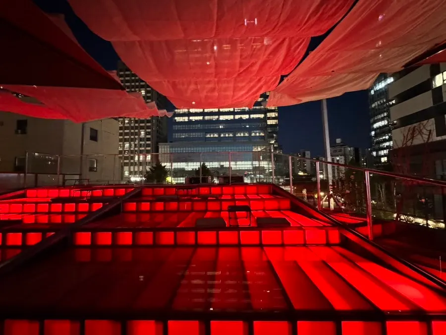 Café space leading to the rooftop