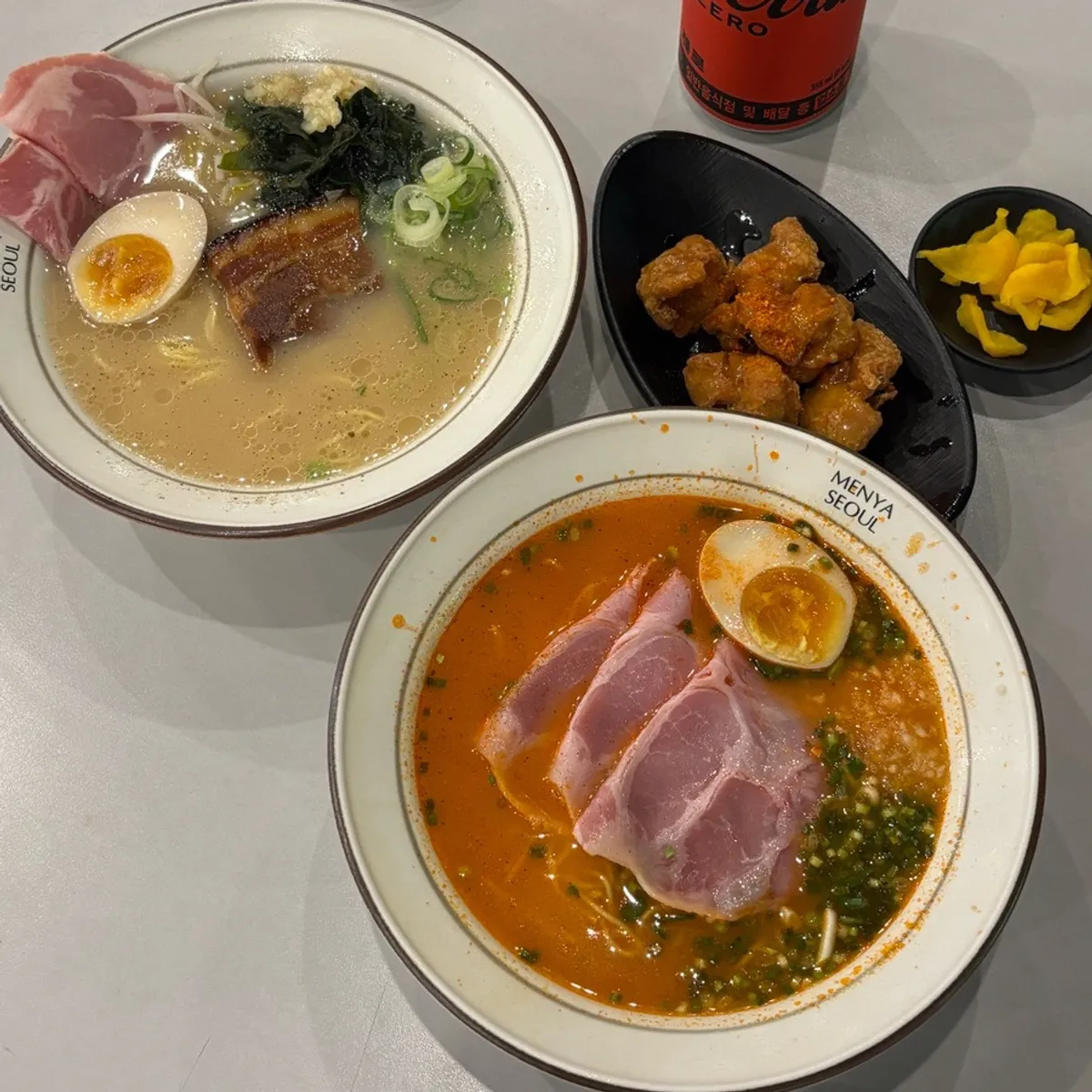 Ramen spread with dongpo pork and jambon toppings