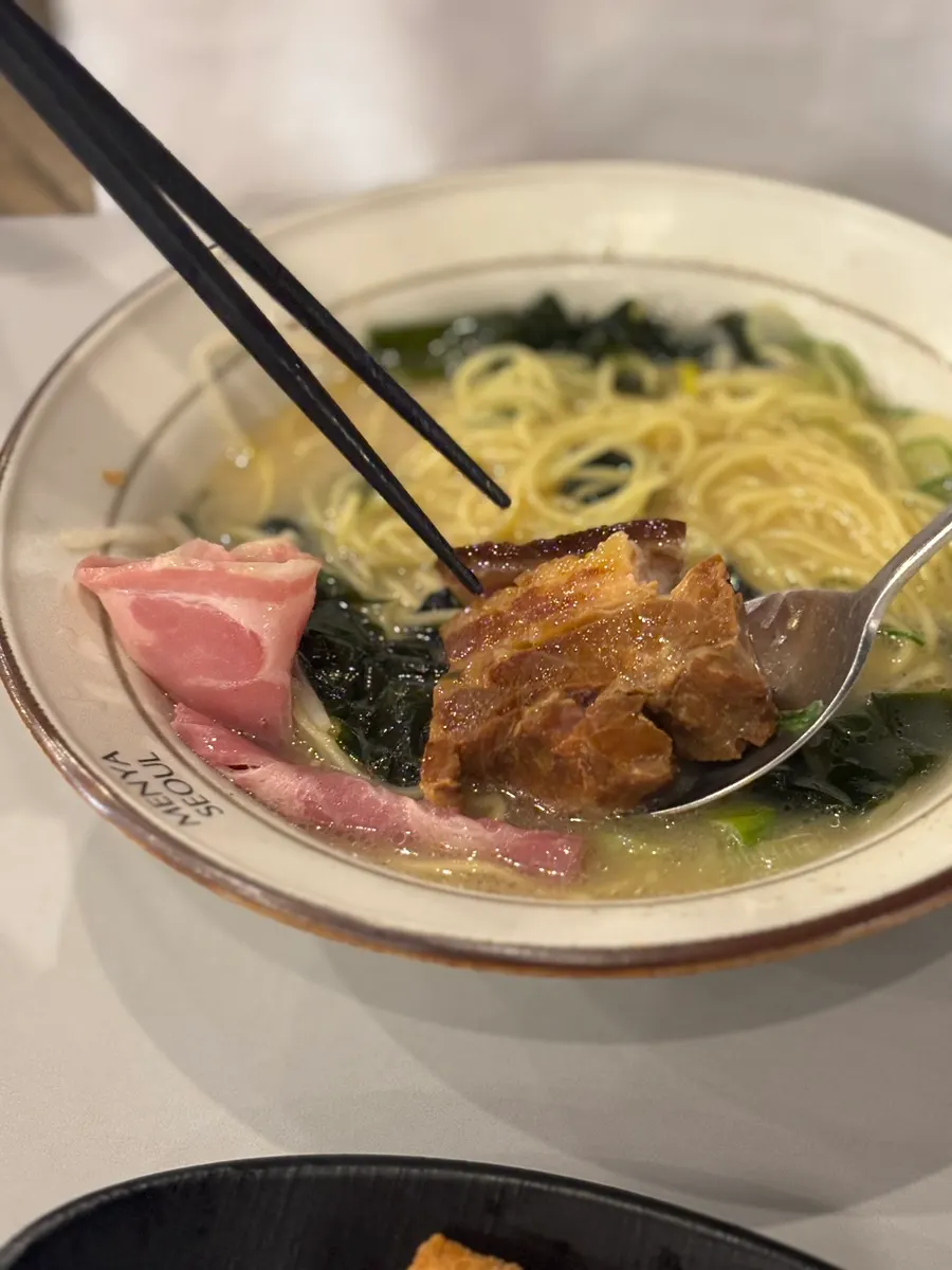 Dongpo pork ramen with a light, mild broth