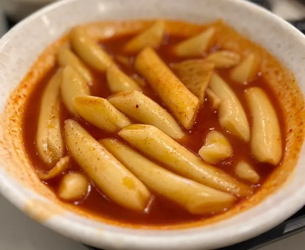 Combo set with tteokbokki and Korean snacks