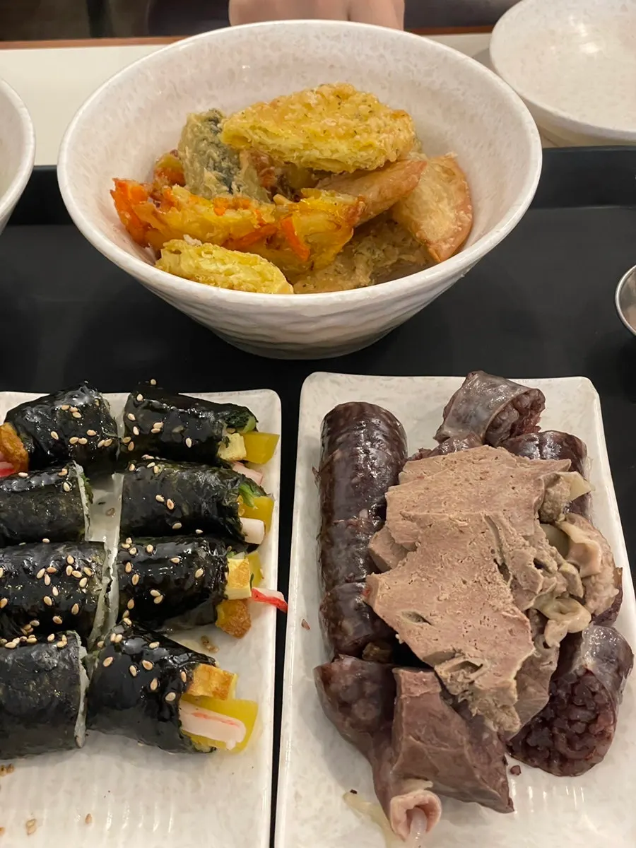 Mini gimbap, sundae, and fritters