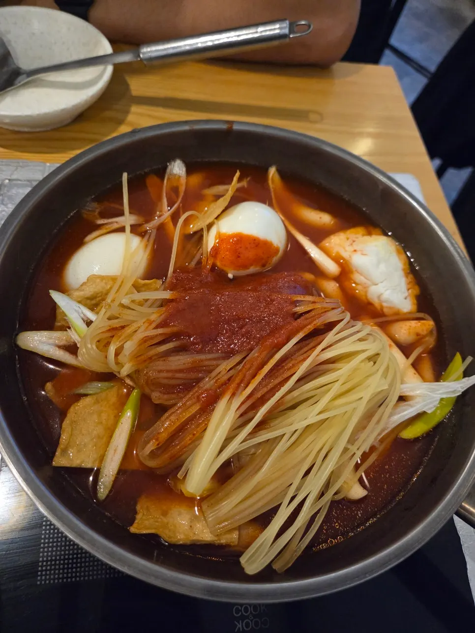 A pot of instant tteokbokki before boiling